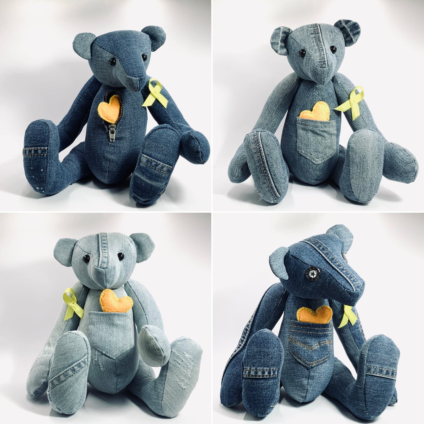 Little big Upcycled denim Teddy Bear indigo blue