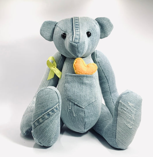 Little big Upcycled denim Teddy Bear light blue